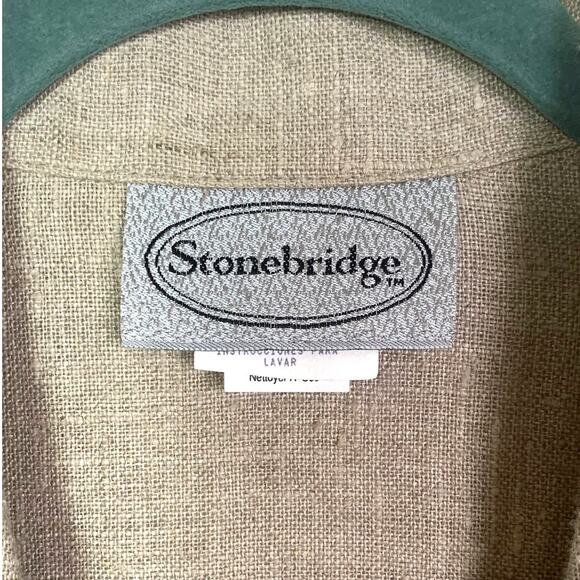 Vintage 100% Linen Vest Metal Buttons, Size L - Picture 6 of 8